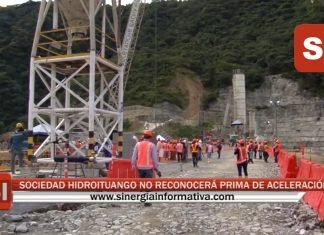 SOCIEDAD HIDROITUANGO NO RECONOCERÁ PRIMA DE ACELERACIÓN