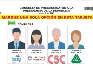 La Registraduría Nacional presentó el formato de la tarjeta electoral de las consultas presidenciales del 8 de marzo