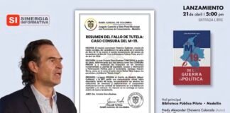Jueza concede tutela contra la Alcaldía de Medellín por cancelación del lanzamiento del libro sobre el M-19 y concluye que hubo vulneración a la libertad de expresión