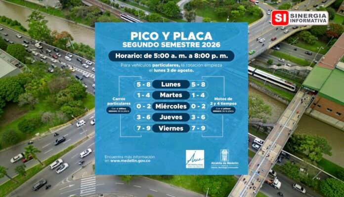Pico y Placa Valle de Aburrá 2026. Segundo Semestre - Sinergia Informativa