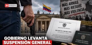 Gobierno levanta suspensión general al porte de armas en Colombia